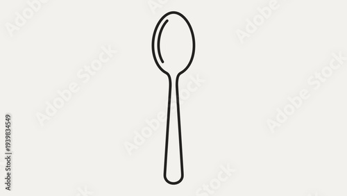 Simple Black Line Drawing of a Spoon.