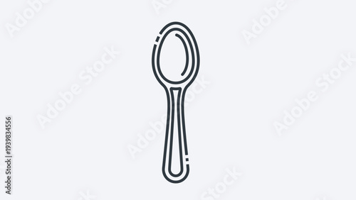 Simple Line Drawing of a Teaspoon.