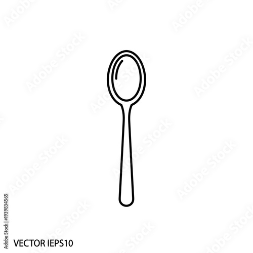 Simple Line Drawing of a Spoon 1.