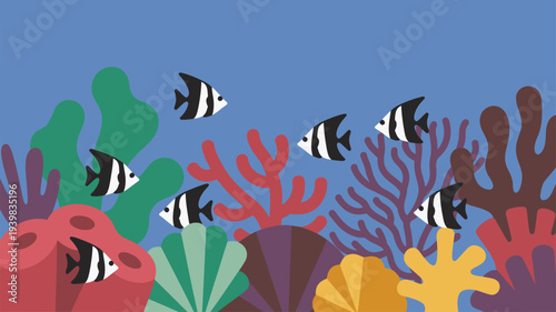 Underwater fish coral reef marine life