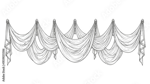 Elegant curtain design with flowing drapes and swags.
