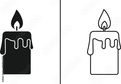 Candle icons set isolated on transparent background, Vector