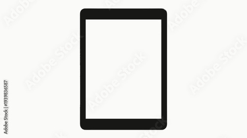 Simple black and white tablet icon on white background.