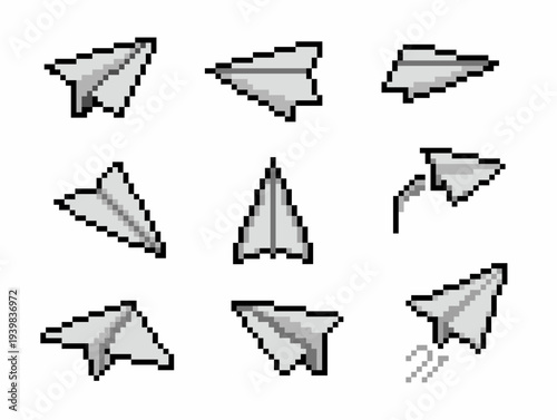 Pixel Art Paper Airplanes Set