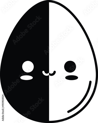 Yin yang smiling face icon isolated on transparent background, Vector