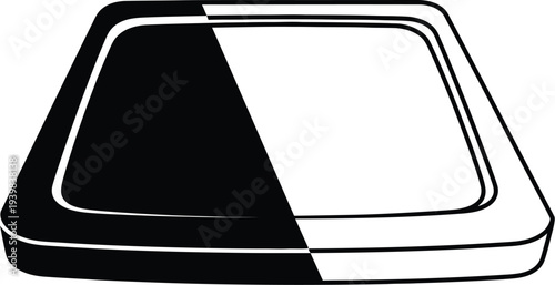 Black and white window glass pane isolated on transparent background, Vector