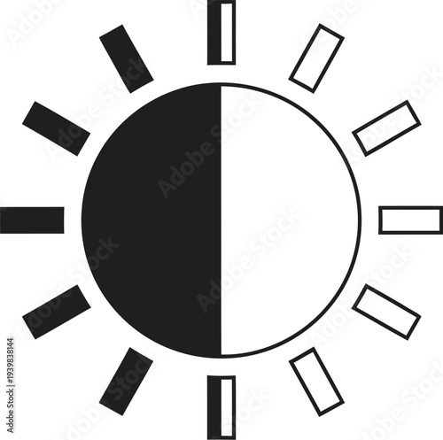 Moon phase half full sun lunar isolated on transparent background, Vector