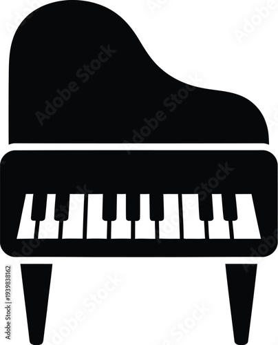 Grand piano silhouette isolated on transparent background, Vector