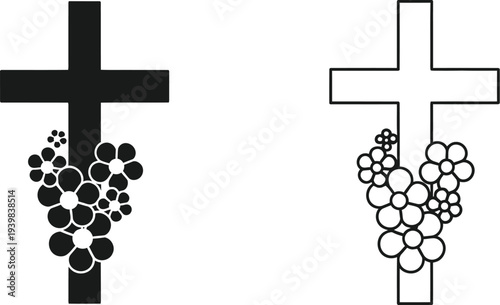 Cross christian symbol grapes wine Vector