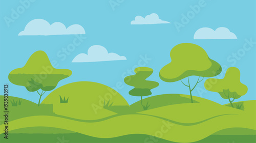 Green hilly landscape simple illustration
