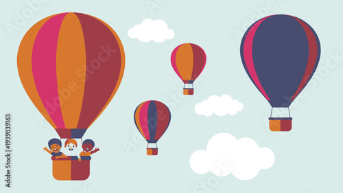 Happy Children Hot Air Balloon Ride