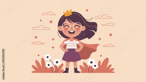 Girl superhero crown cape confident