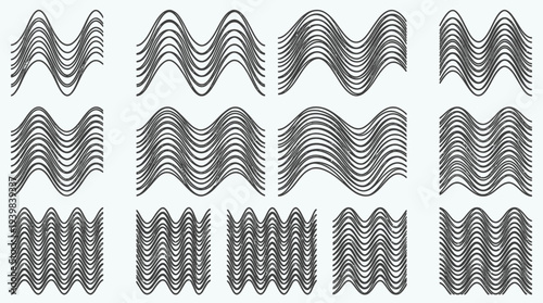 Collection of wavy line patterns in various styles and arrangements.
