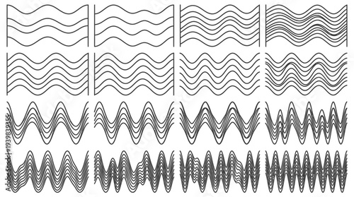 Collection of various wavy line patterns and designs.