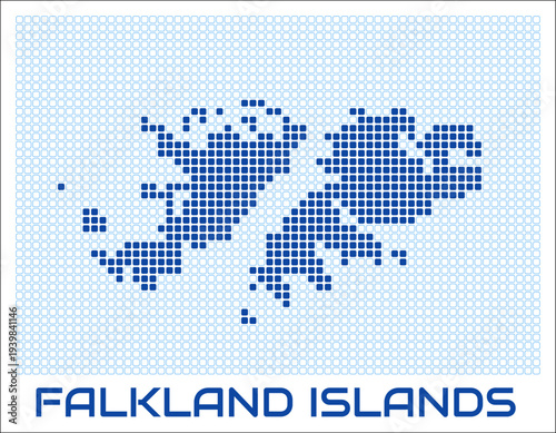 Falkland Islands dot map. Dotted shape of the country. Falkland Islands boundary dots with title. Vector illustration.
