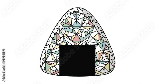 Japanese Onigiri Rice Ball with Geometric Pattern