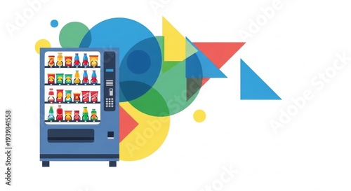 Vending Machine with Colorful Geometric Shapes and Circles