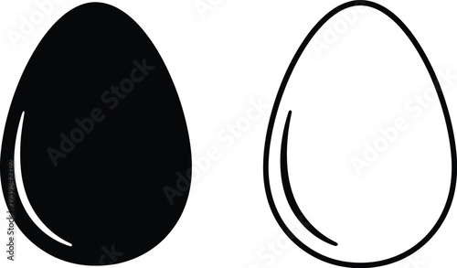 Black and white eggs illustration isolated on transparent background, Vector