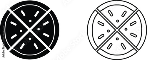 No pizza allowed signs black white isolated on transparent background, Vector