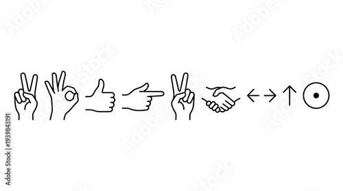 Hand gestures and symbols for communication and expression.