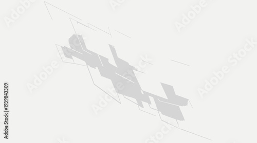 Abstract geometric shapes forming a futuristic design element.