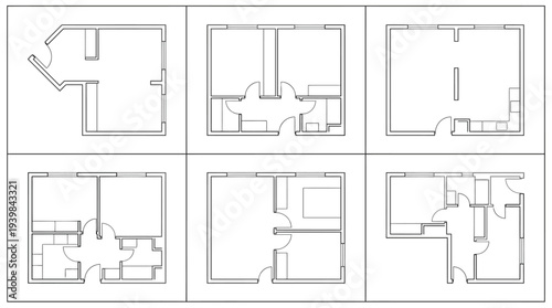 Collection of various house floor plans and layouts.