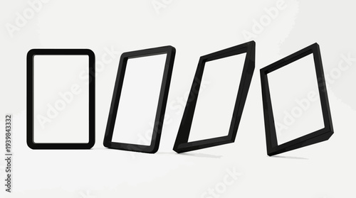 Four blank smartphone screens with black borders on a white background.