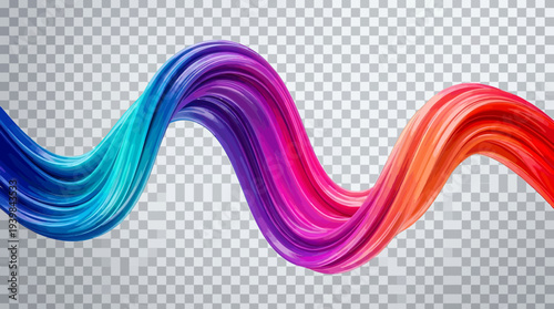 Vibrant multicolored wavy lines on transparent background.