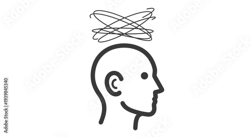 Confused Mind Icon Vector Illustration, Abstract Thought Process Graphic, Mental Chaos Symbol for Stress and Anxiety Concepts