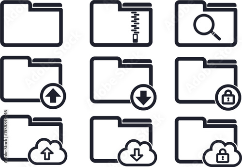 フォルダとクラウドのファイル管理アイコンセット