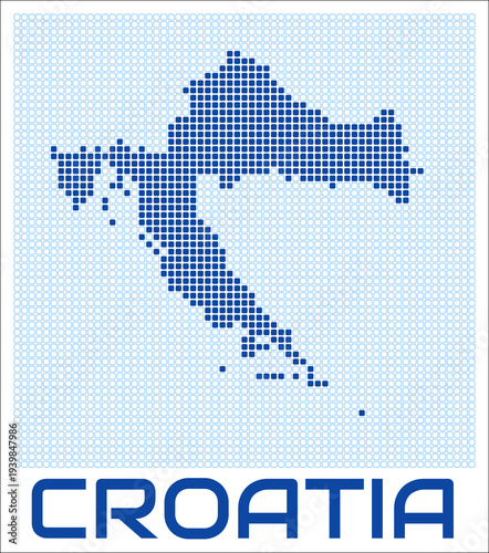 Croatia dot map. Dotted shape of the country. Croatia boundary dots with title. Vector illustration.