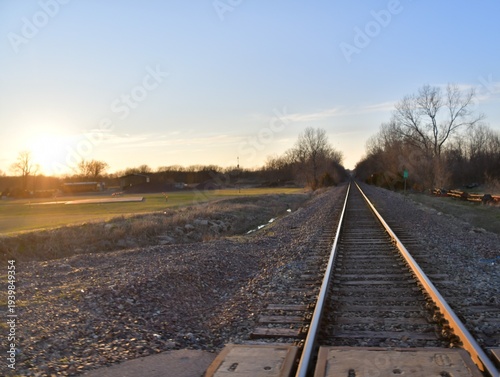 Sunset Over Train Tracks