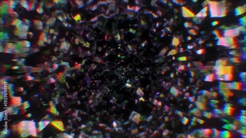 荒れ狂うグリッチと崩壊するデータが広がるサイバー空間のデジタル破壊背景