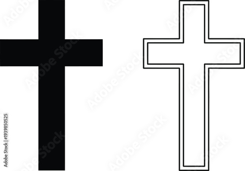 Cross symbol christian religion isolated on transparent background, Vector
