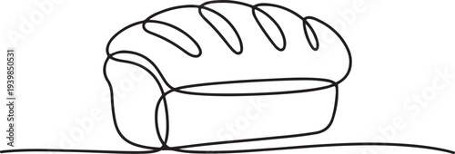 Continuous One-Line Drawing of Bread - Minimalist Bakery Art.one line vector icon illustration