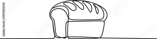 Continuous One-Line Drawing of Bread - Minimalist Bakery Art.one line vector icon illustration
