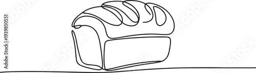 Continuous One-Line Drawing of Bread - Minimalist Bakery Art.one line vector icon illustration