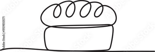 Continuous One-Line Drawing of Bread - Minimalist Bakery Art.one line vector icon illustration