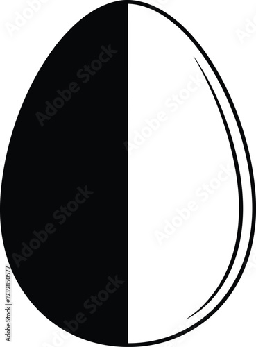 Black and white egg illustration isolated on transparent background, Vector