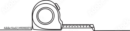 Tape measure, Construction tape, length measurement.one line vector icon illustration