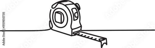 Tape measure, Construction tape, length measurement.one line vector icon illustration