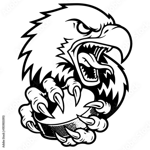 Soaring Symbol of Victory: A powerful emblem of strength and focus, an eagle embodies resilience, clutching a sport equipment, ready for action. 