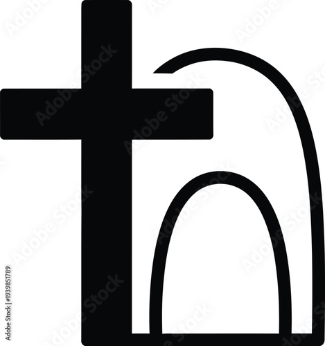 Cross and arch symbol isolated on transparent background, Vector