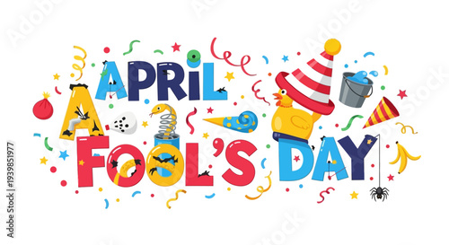 April Fools Day Celebration Text Art.