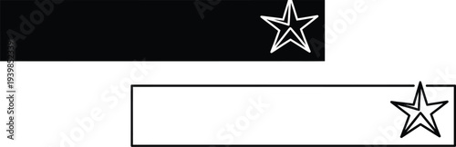 Black and white star rating symbol isolated on transparent background, Vector
