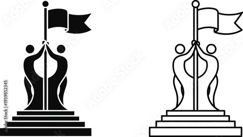 Trophy teamwork success partnership isolated on transparent background, Vector