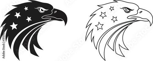 American eagle star patriotic symbol illustration isolated on transparent background, Vector