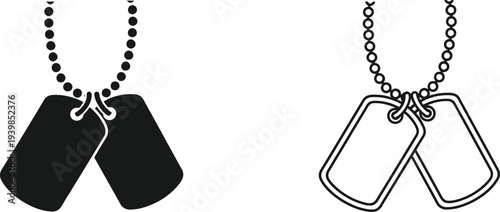 Dog tags identification military symbol isolated on transparent background, Vector