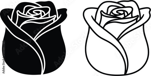 Black and white roses vector illustration isolated on transparent background, Vector