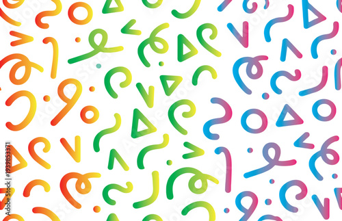 A colorful digital artwork featuring various shapes on a computer screen